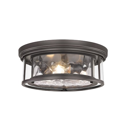 Z-Lite Clarion 3 Light Flush Mount, Bronze & Inner Clear Water & Outer Clear 493F3-BRZ